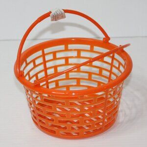Oriental Trading Bright Orange Round Plastic Easter Basket Brand NEW